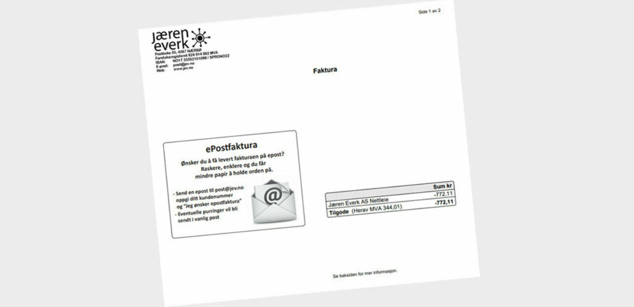 Tilgodebeløp på faktura